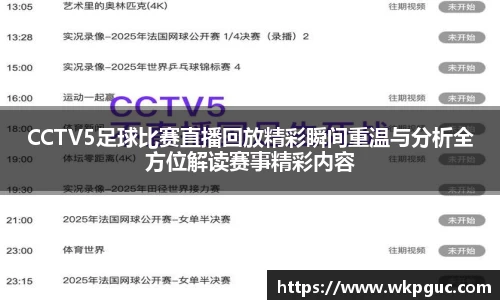 CCTV5足球比赛直播回放精彩瞬间重温与分析全方位解读赛事精彩内容